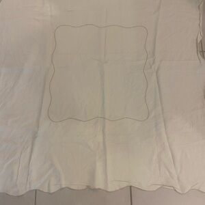 Vintage White Scalloped Tablecloth
